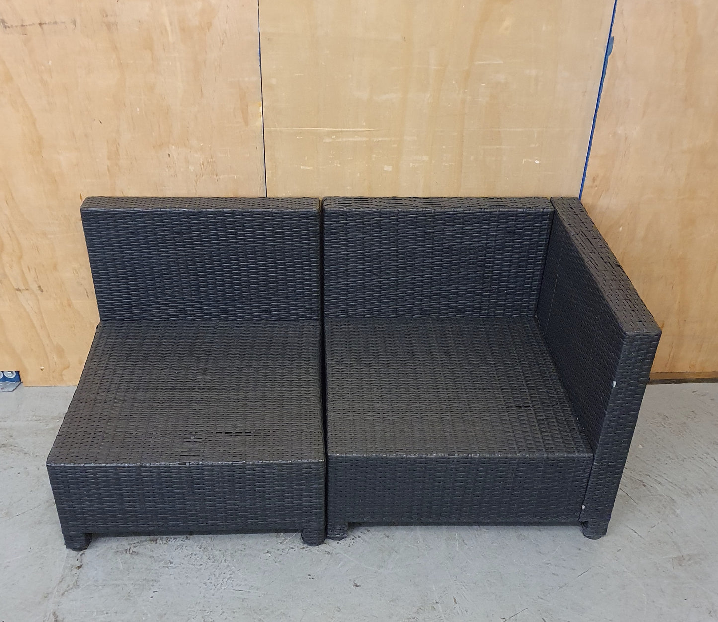 Dark Grey Plastic Woven Garden Chairs in Two Sections - EL103988 / EL103989