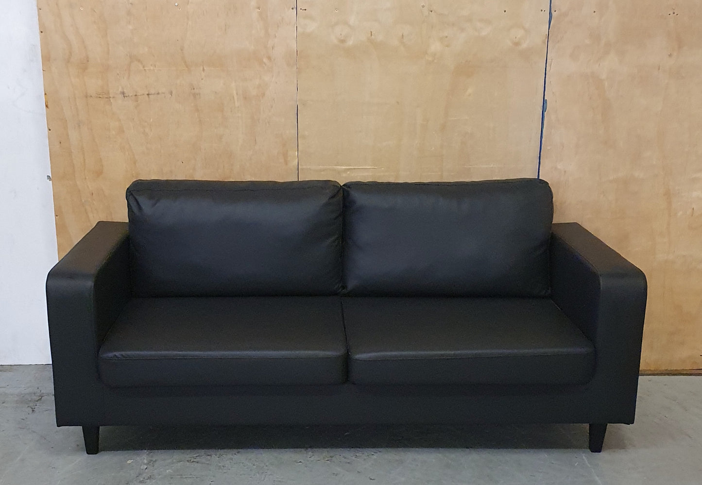 Black Faux Leather 2 Seater Sofa - 104863