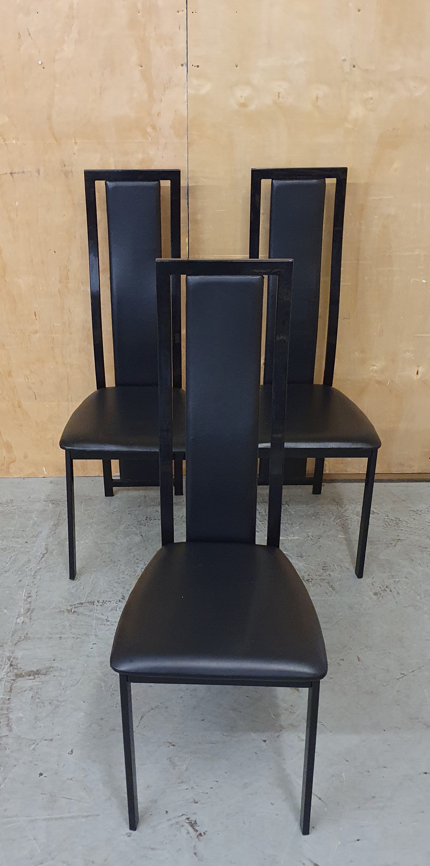 3 Matching Black High Back Faux Leather Dining Chairs - 104433 / 104434 / 104435