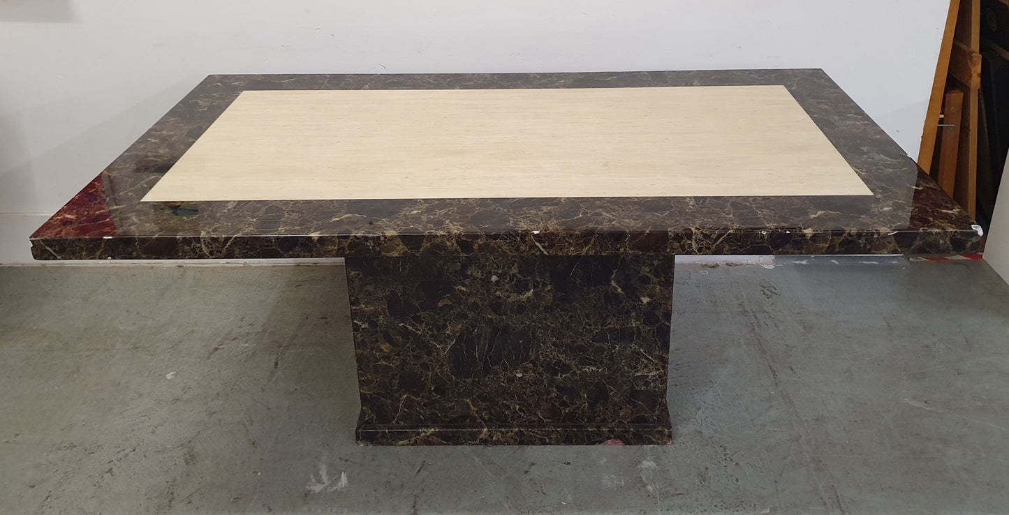 Large Heavy Brown Faux Marble Dining Table - 104429