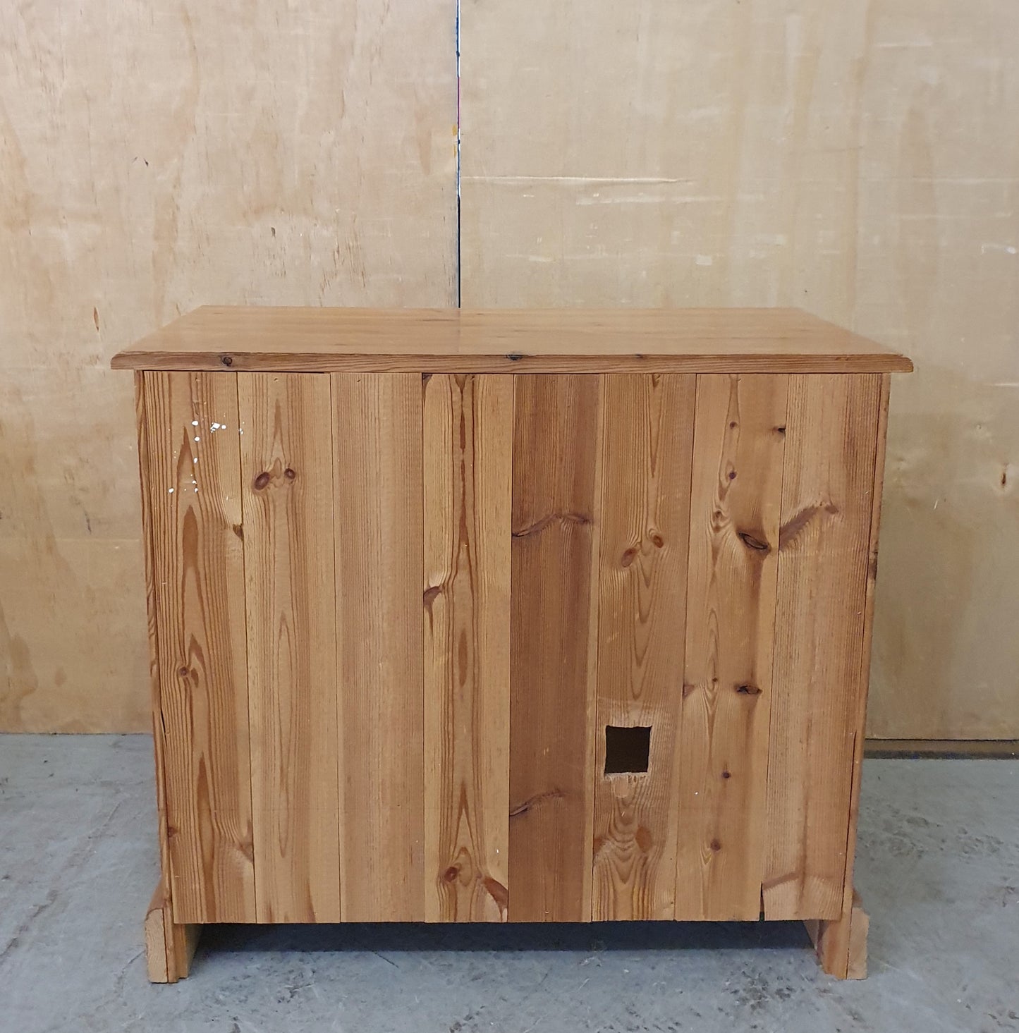 Small Glass Door Pine Cabinet with Drawers and Built In CD Racks - EL104074