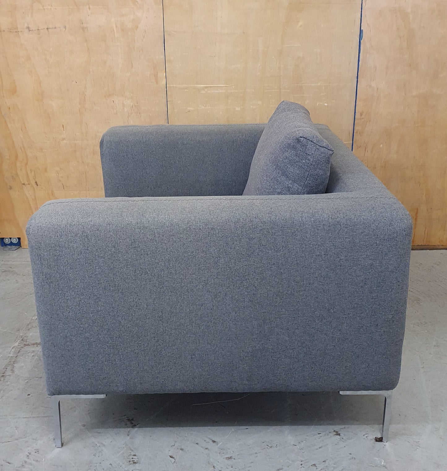 Grey Love Seat / Large Armchair with Chrome Feet - 104573