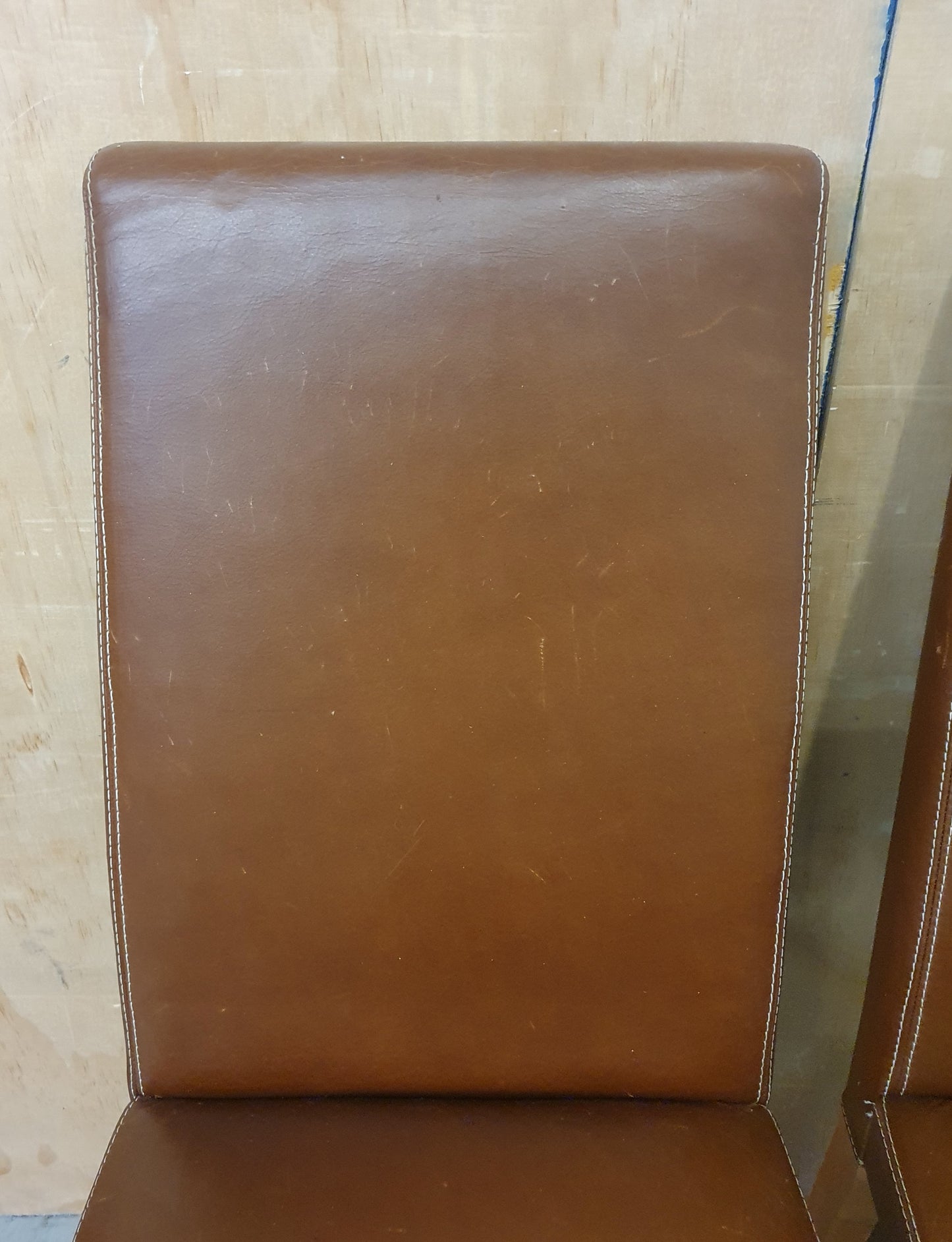 4 Matching Brown Leather Dining Chairs - EL104505 / EL104506 / EL104507 / EL104508