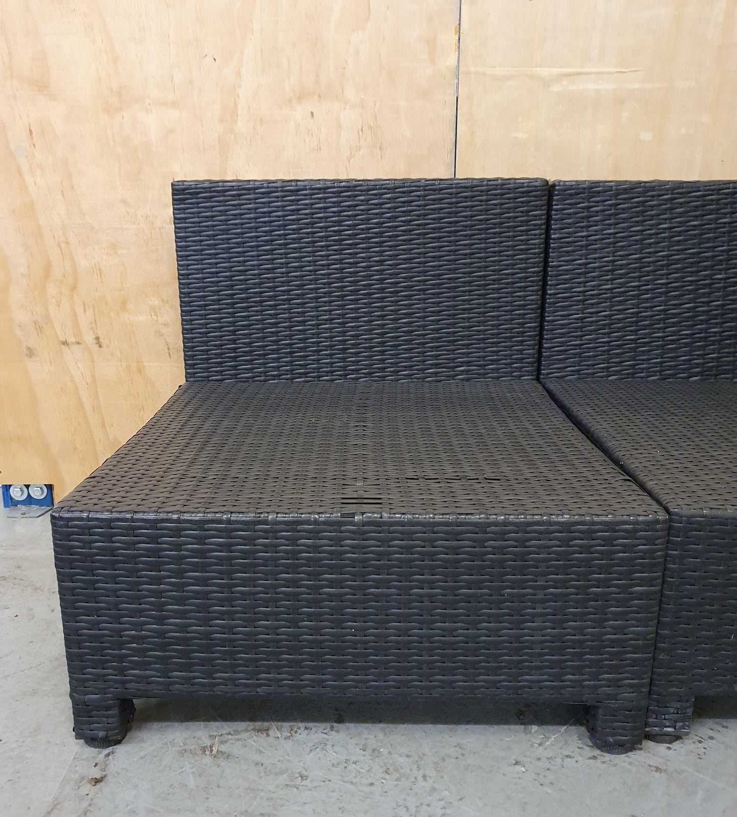 Dark Grey Plastic Woven Garden Chairs in Two Sections - EL103988 / EL103989