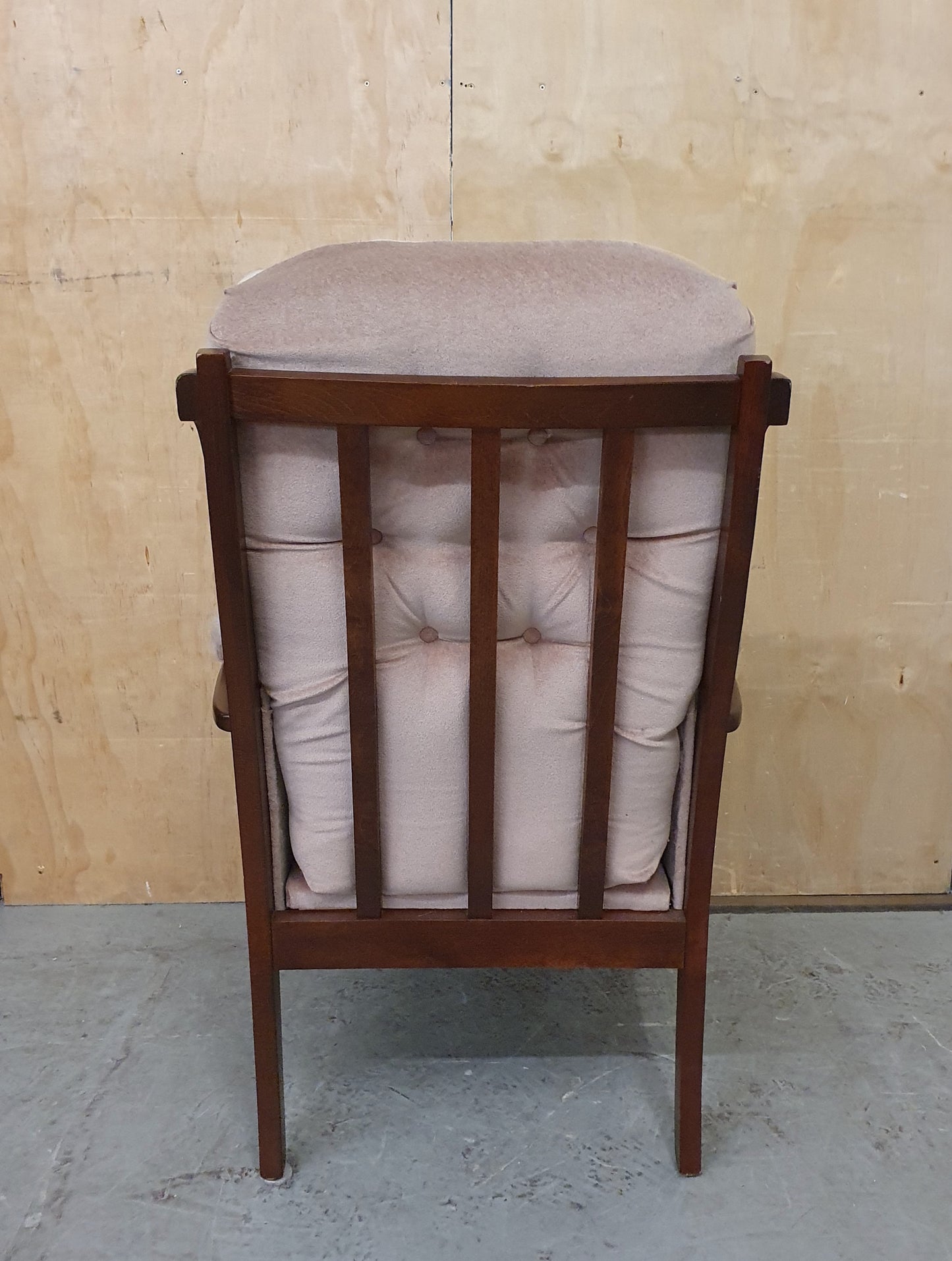 Maroon Velvet Armchair with Deep Buttoned Back Rest and Dark Wood Frame - 010825-01