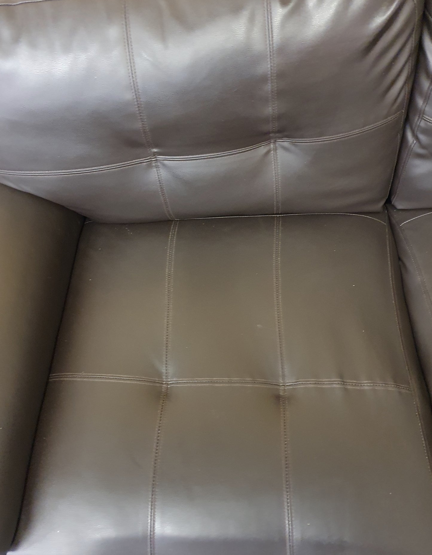 Dark Brown Faux Leather 2 Seater Sofa - 040725-14