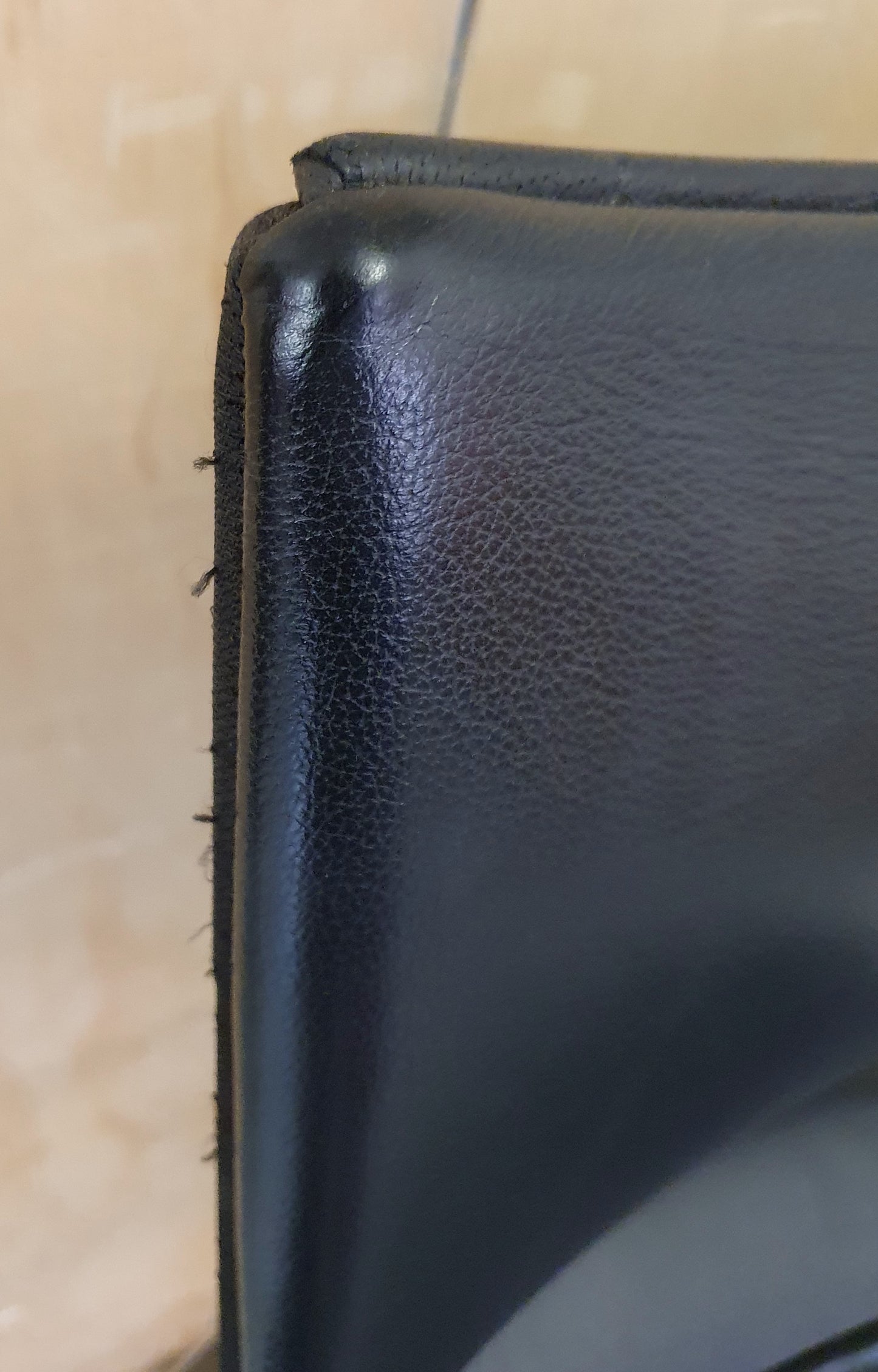 Black Leather Office Chair with Chrome Frame and Castor Wheels - 104337