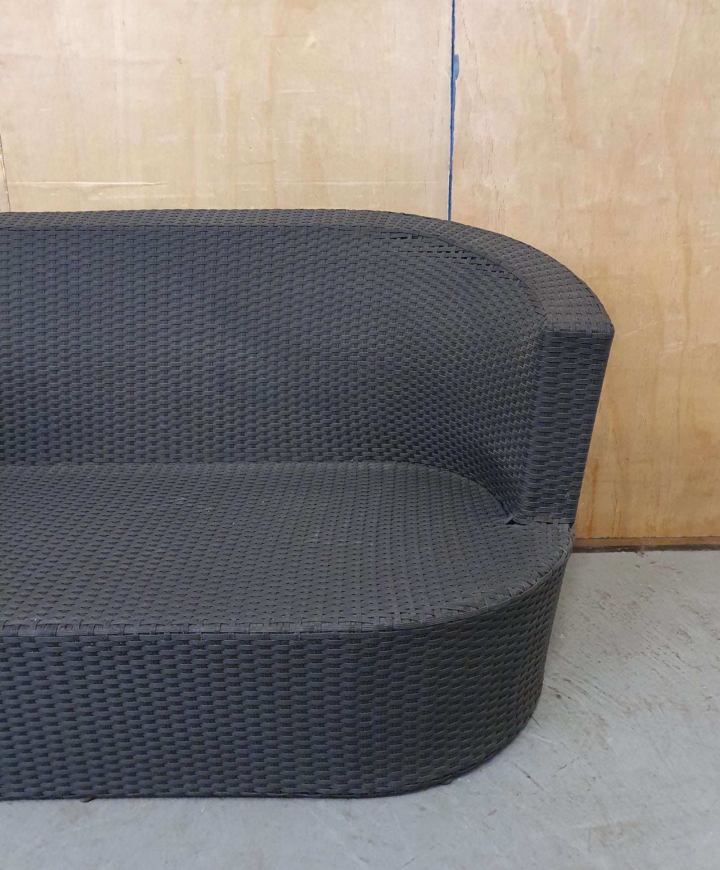 Dark Grey Oval Shape Plastic Weaved Garden Sofa - EL104055