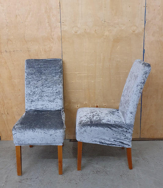 2 Matching Dining Chairs with Silver Crushed Velvet Coverings - EL104393 /EL104397