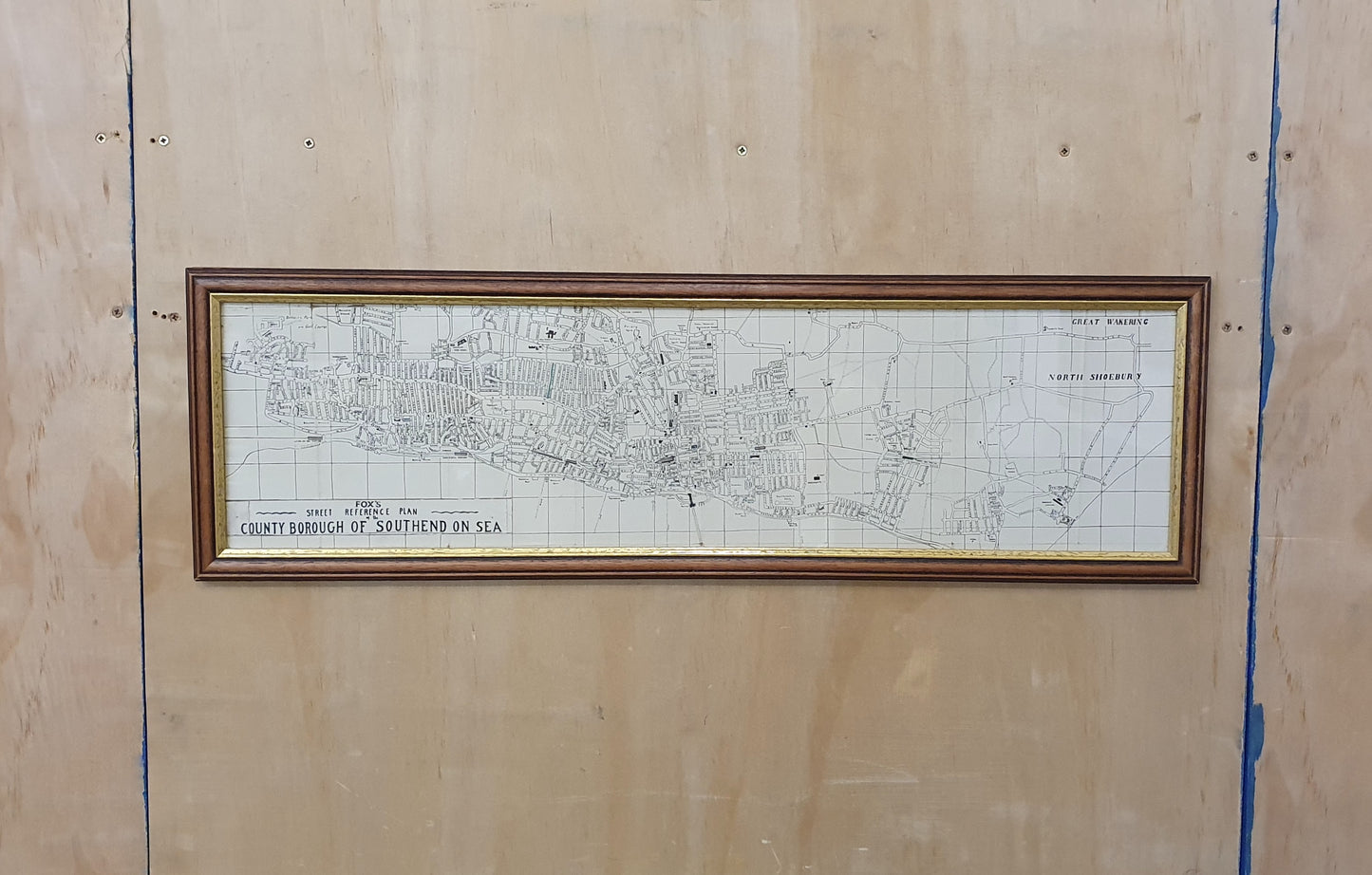 Large Southend on Sea Map in Wooden Frame - 050425-01