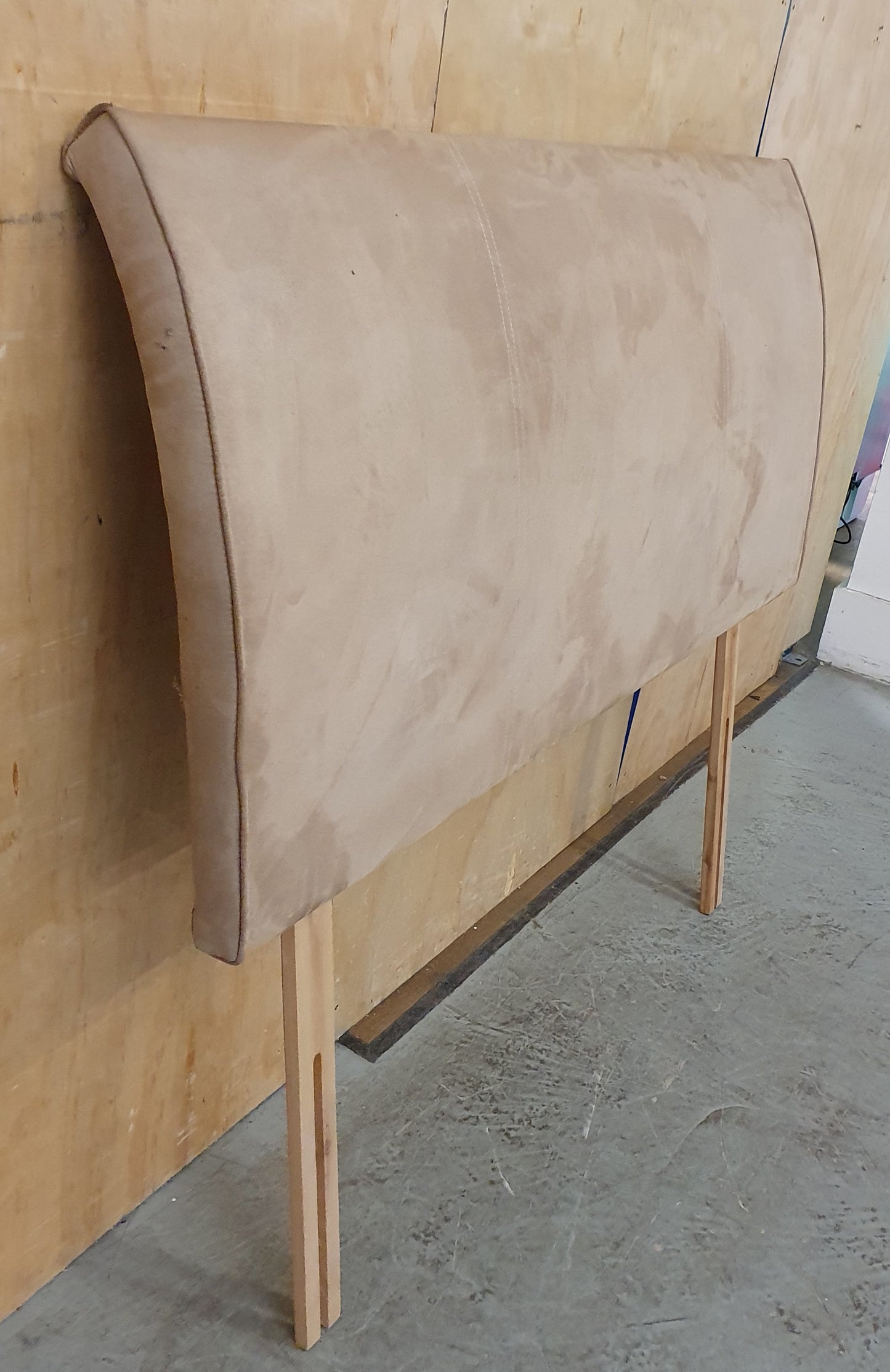 Light Brown Suede Double Headboard - 104876