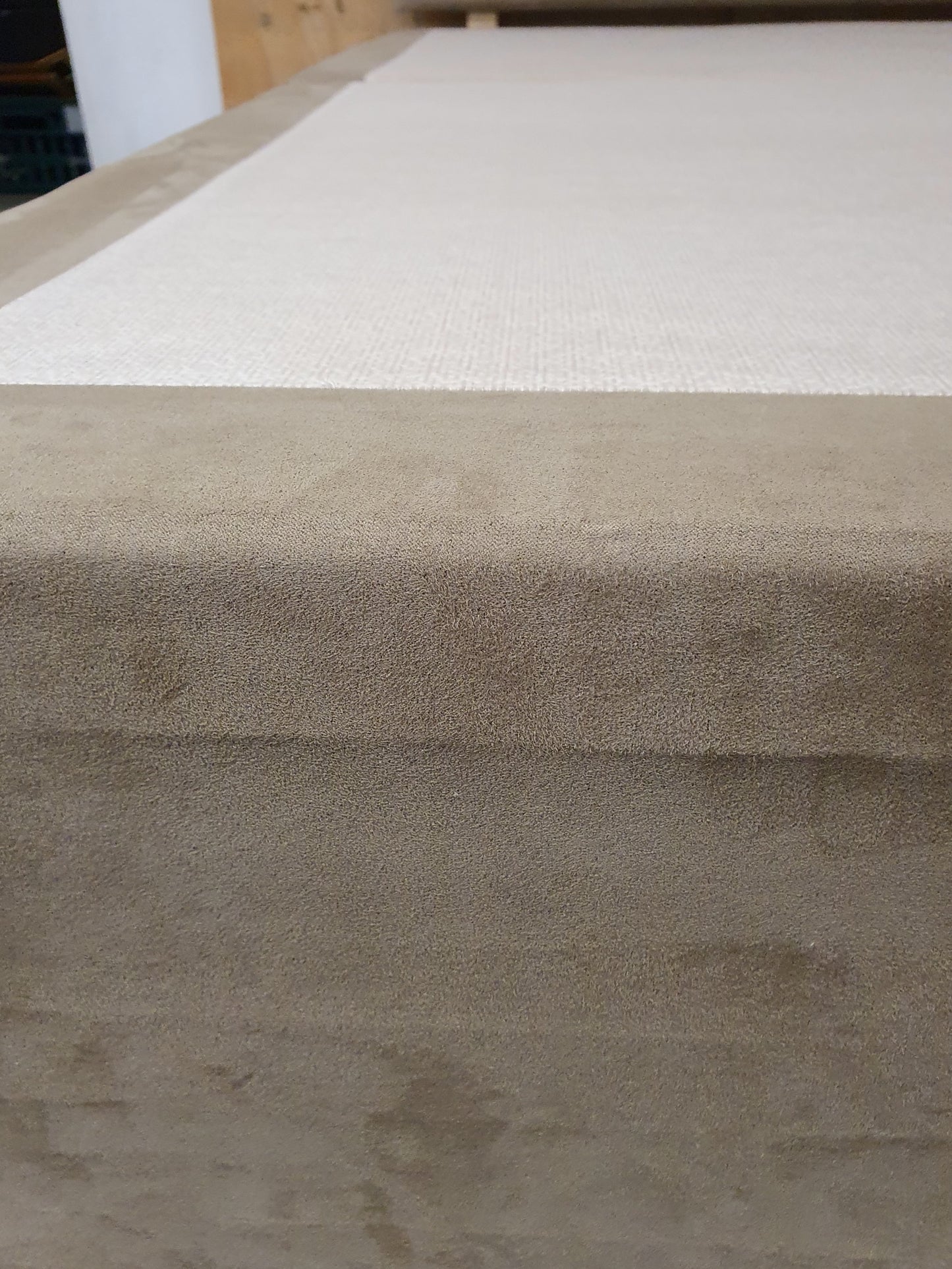 Tan Soft Suede Double Divan Bed Base with Matching Headboard - 103937 / 103944