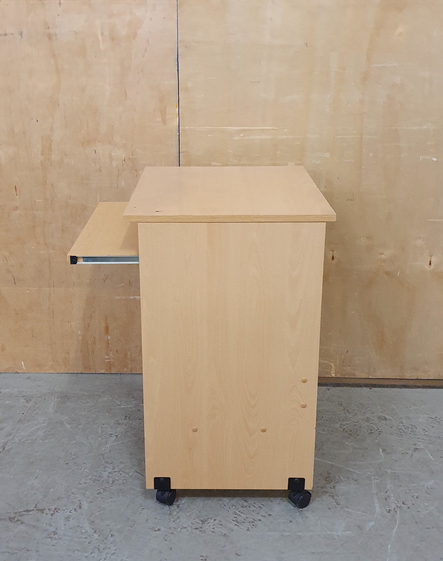 Small Wood Desk with Pull Out Shelf and Lower Shelf - EL104647