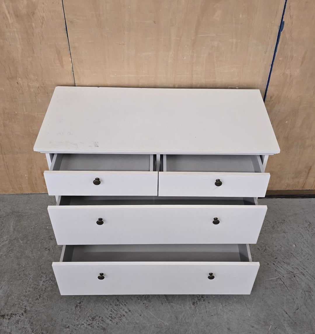 White Wood 4 Drawer Chest of Drawers - 310825-02