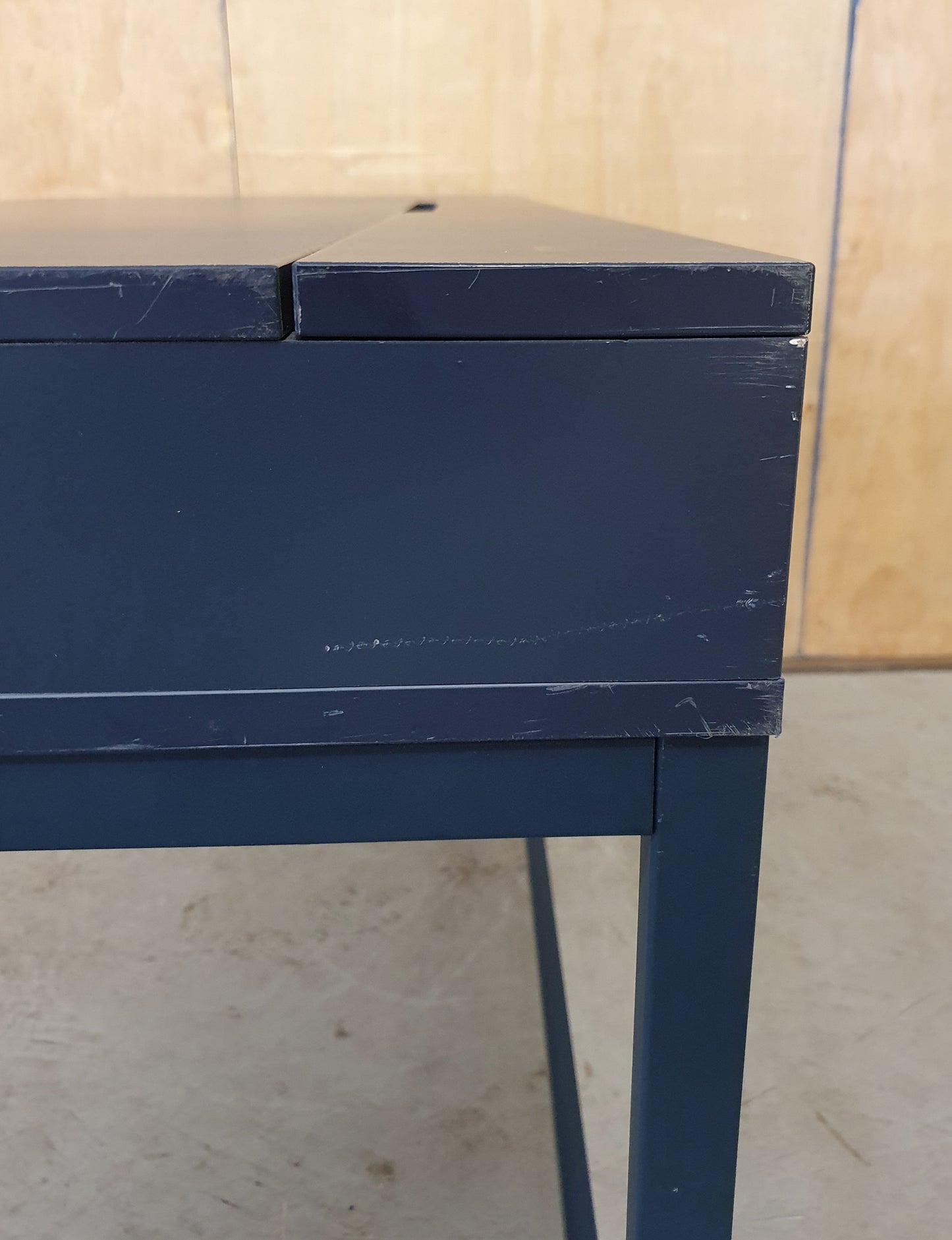 IKEA ALEX Navy Blue Desk with Back Panel Section and 2 Drawers - 103908