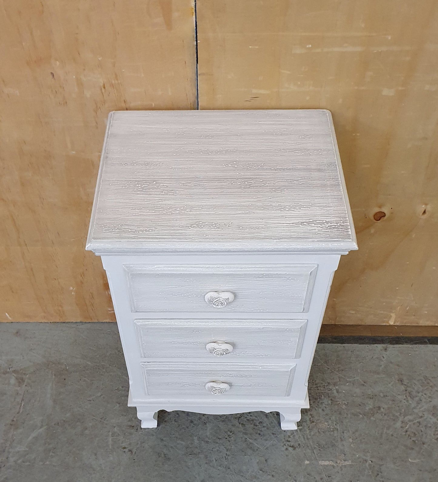 Grey 3 Drawer Bedside Cabinet with Heart Shaped Handles - 104617