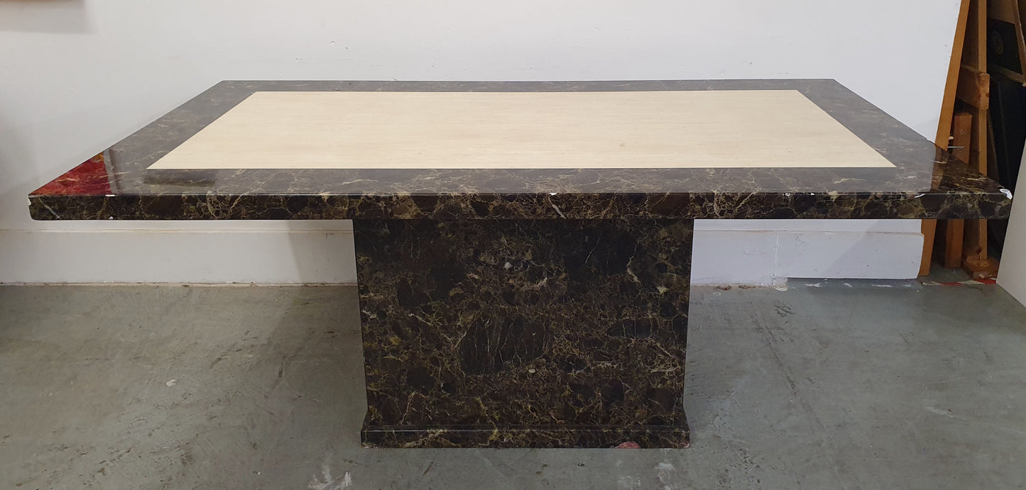 Large Heavy Brown Faux Marble Dining Table - 104429