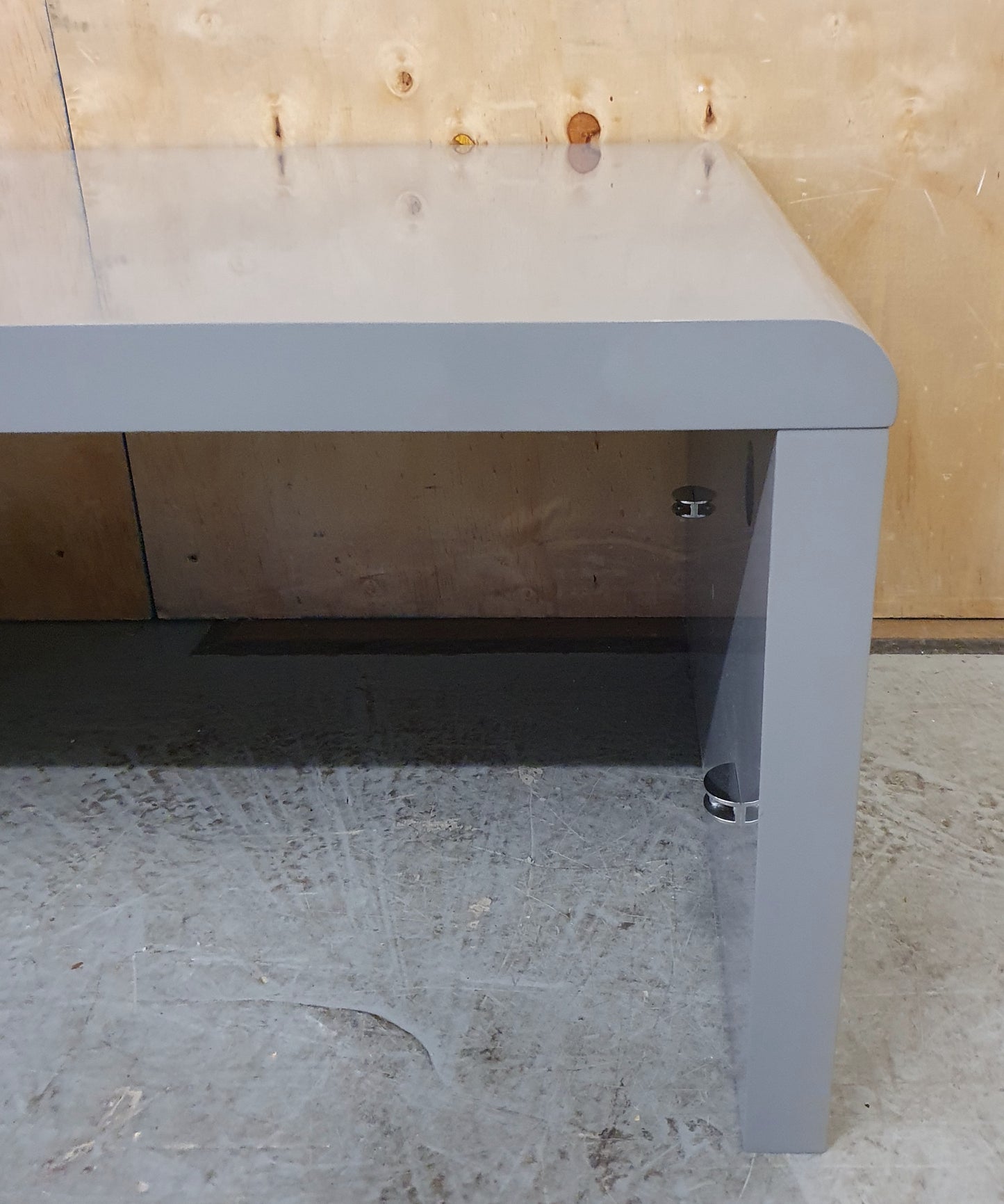 Large Curved Grey High Gloss Modern Coffee Table - 104046