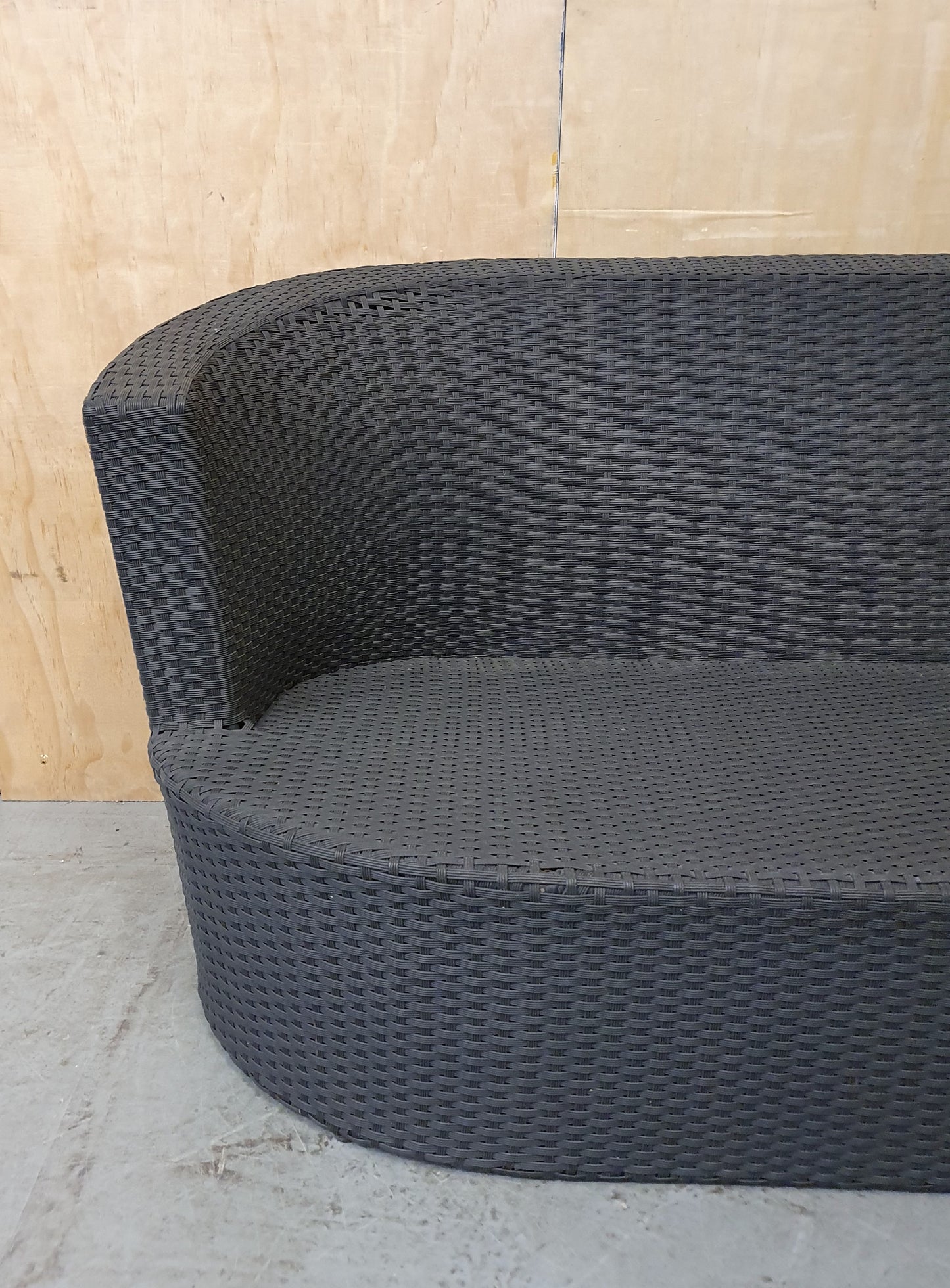 Dark Grey Oval Shape Plastic Weaved Garden Sofa - EL104055