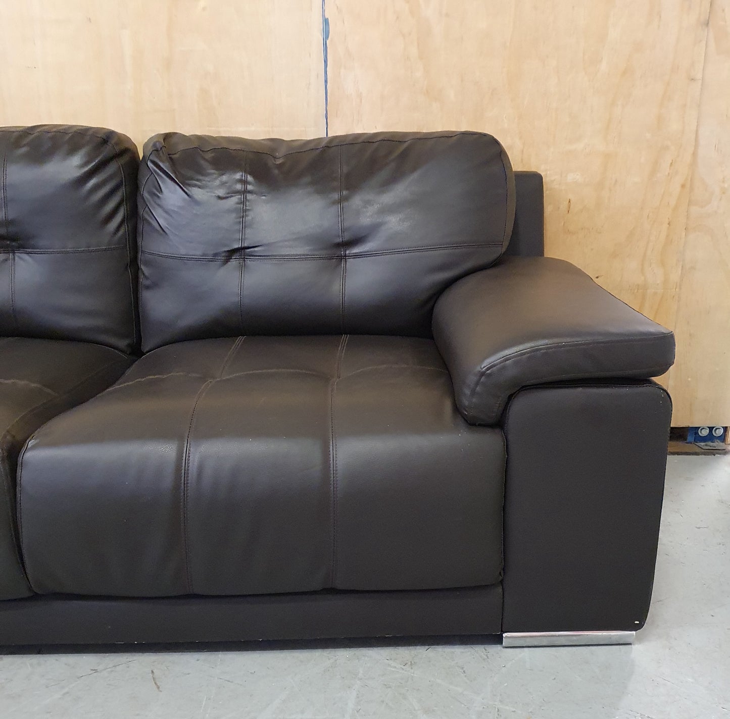 Dark Brown Faux Leather 2 Seater Sofa - 040725-14