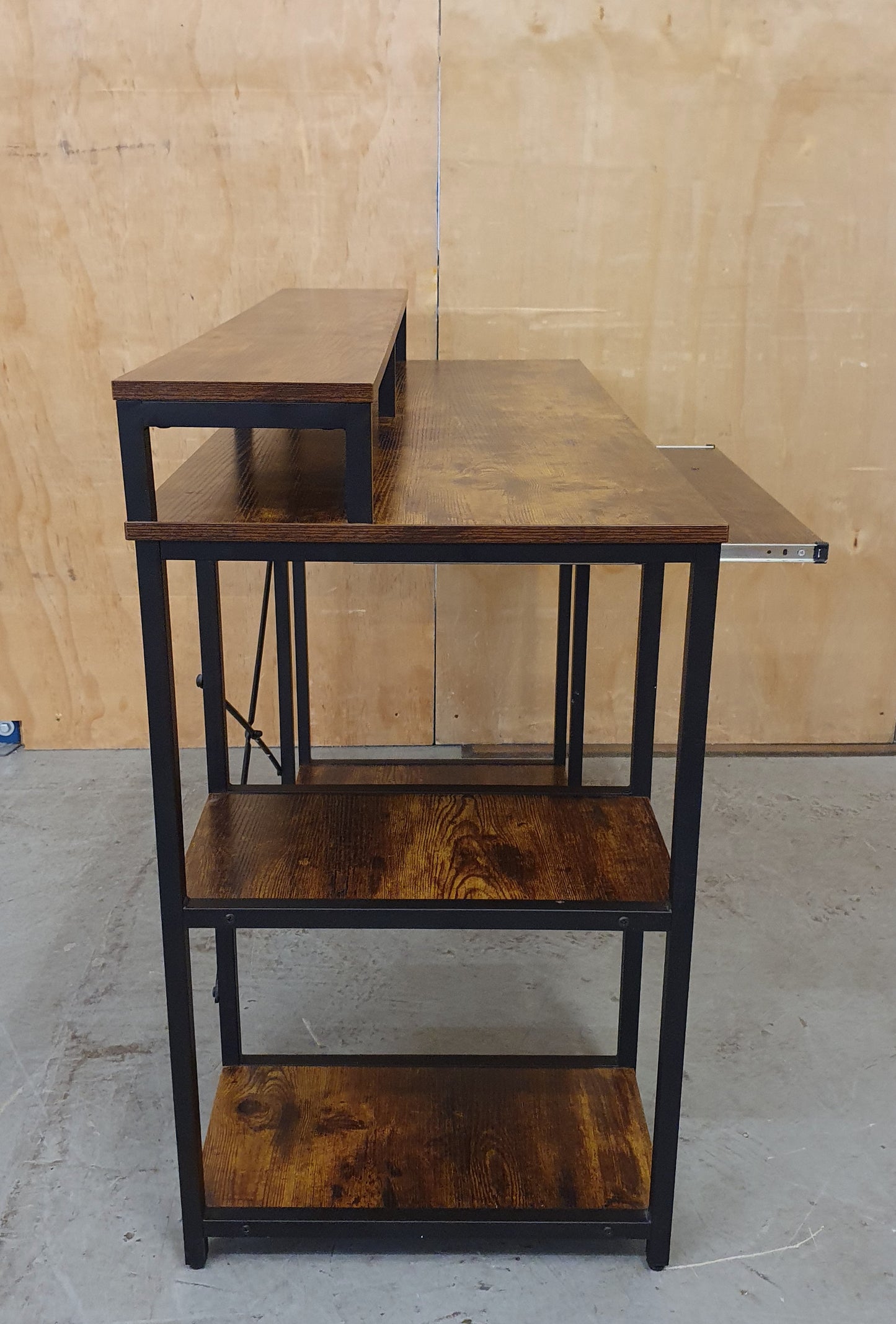 2 Tier Large Wood Desk with Shelving on Both Sides - 104878