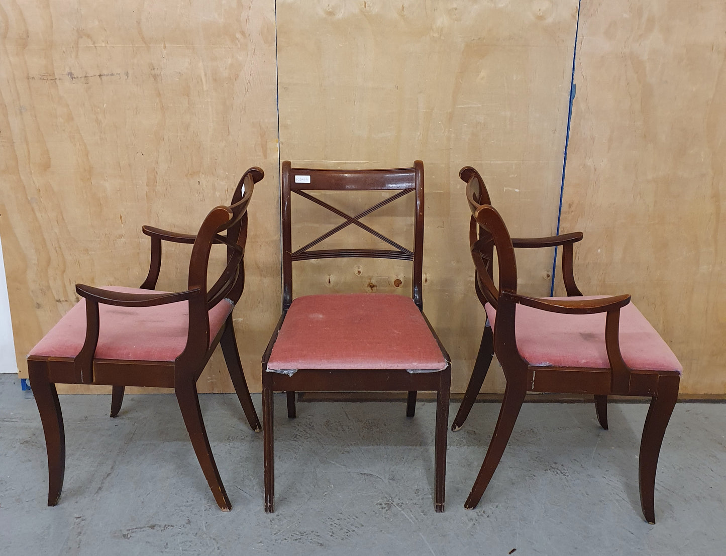 6 Matching Wood Frame Dining Chairs with Pink Soft Fabric Seats - 103464/103465/103466/103467/103468/103469