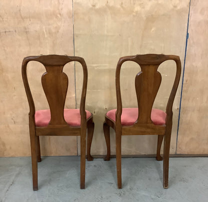 2 Matching Vintage Lion Paw Feet Velvet Seat Wooden Dining Chairs - EL102501 / EL102502