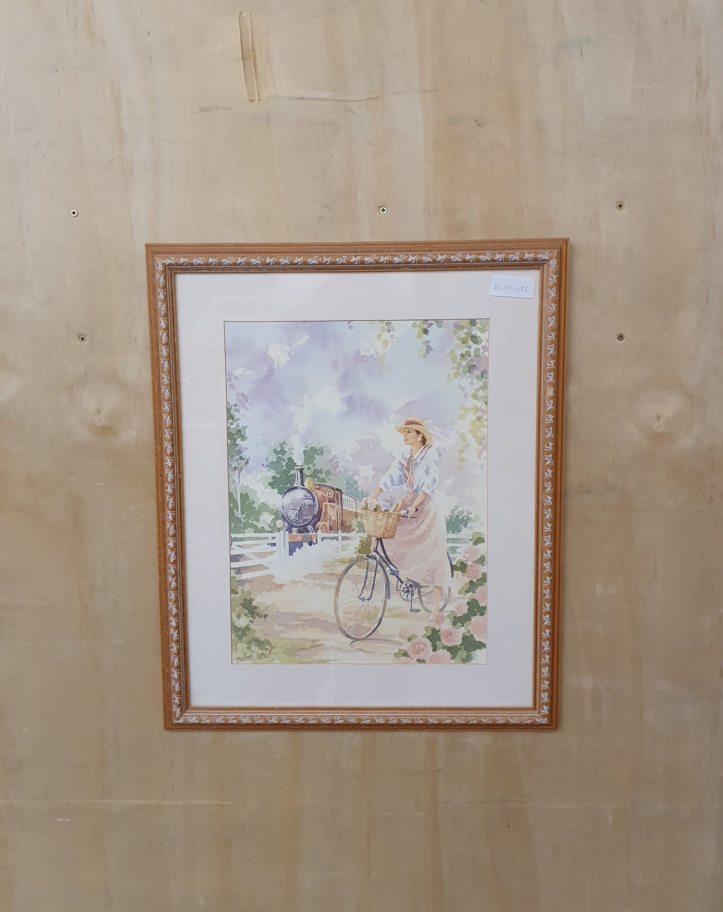 Lady on a Bicycle Watercolour Painting - EL101482