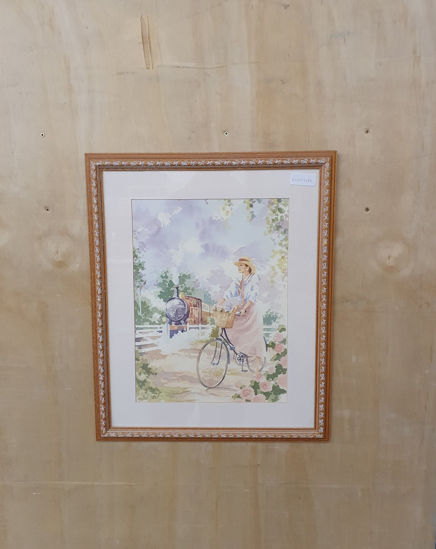 Lady on a Bicycle Watercolour Painting - EL101482