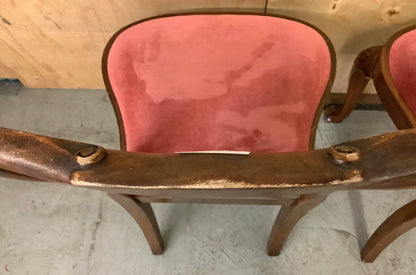 2 Matching Vintage Lion Paw Feet Velvet Seat Wooden Dining Chairs - EL102501 / EL102502