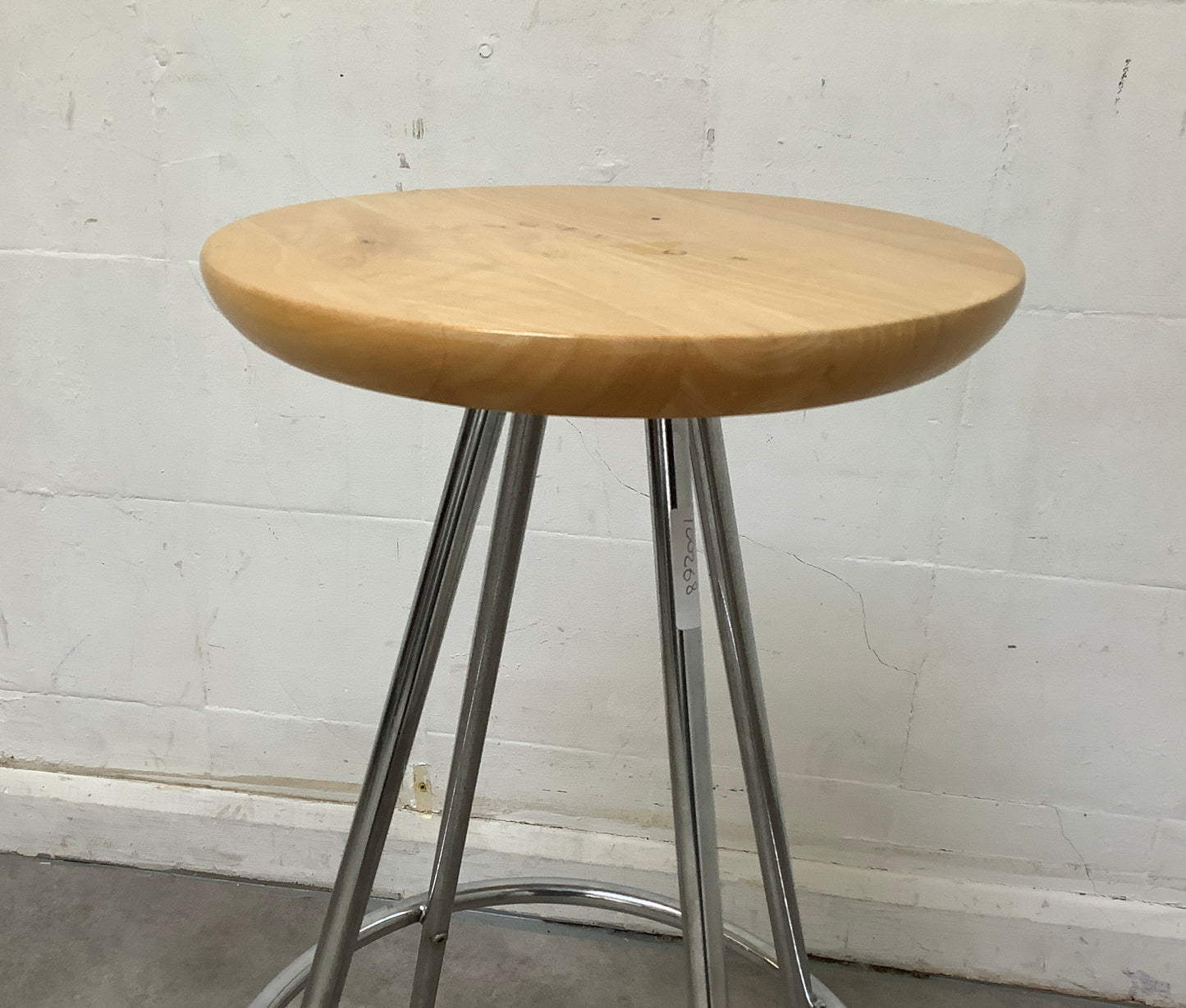 A Pair of modern wooden/chrome stool - 100267/68