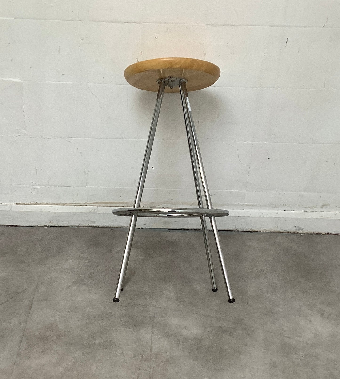 A Pair of modern wooden/chrome stool - 100267/68