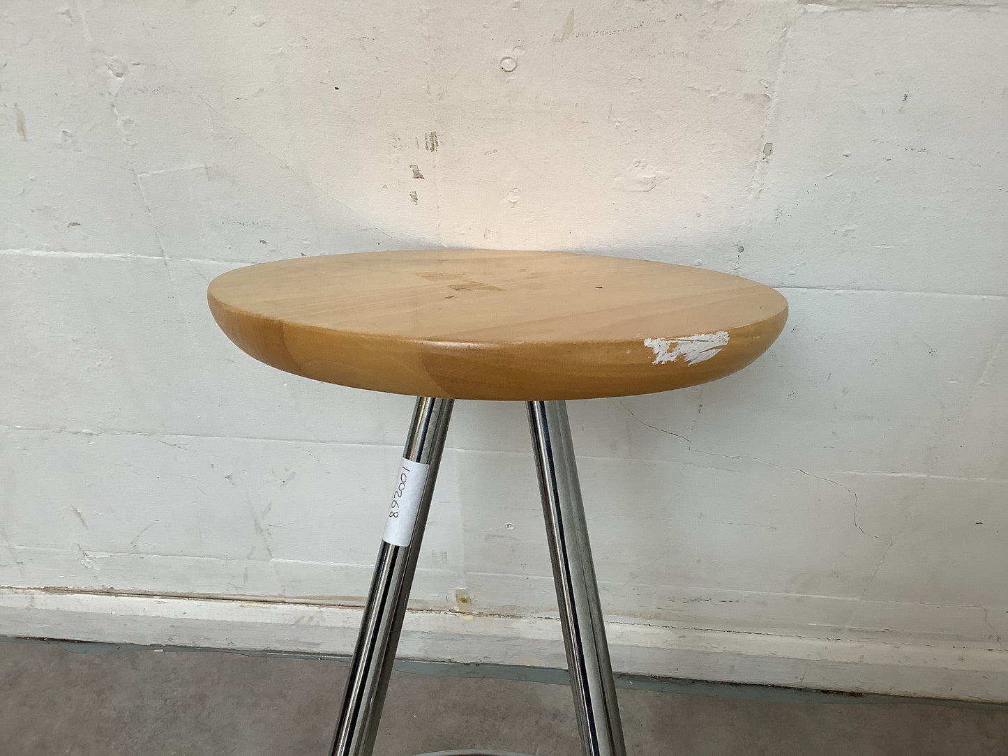 A Pair of modern wooden/chrome stool - 100267/68