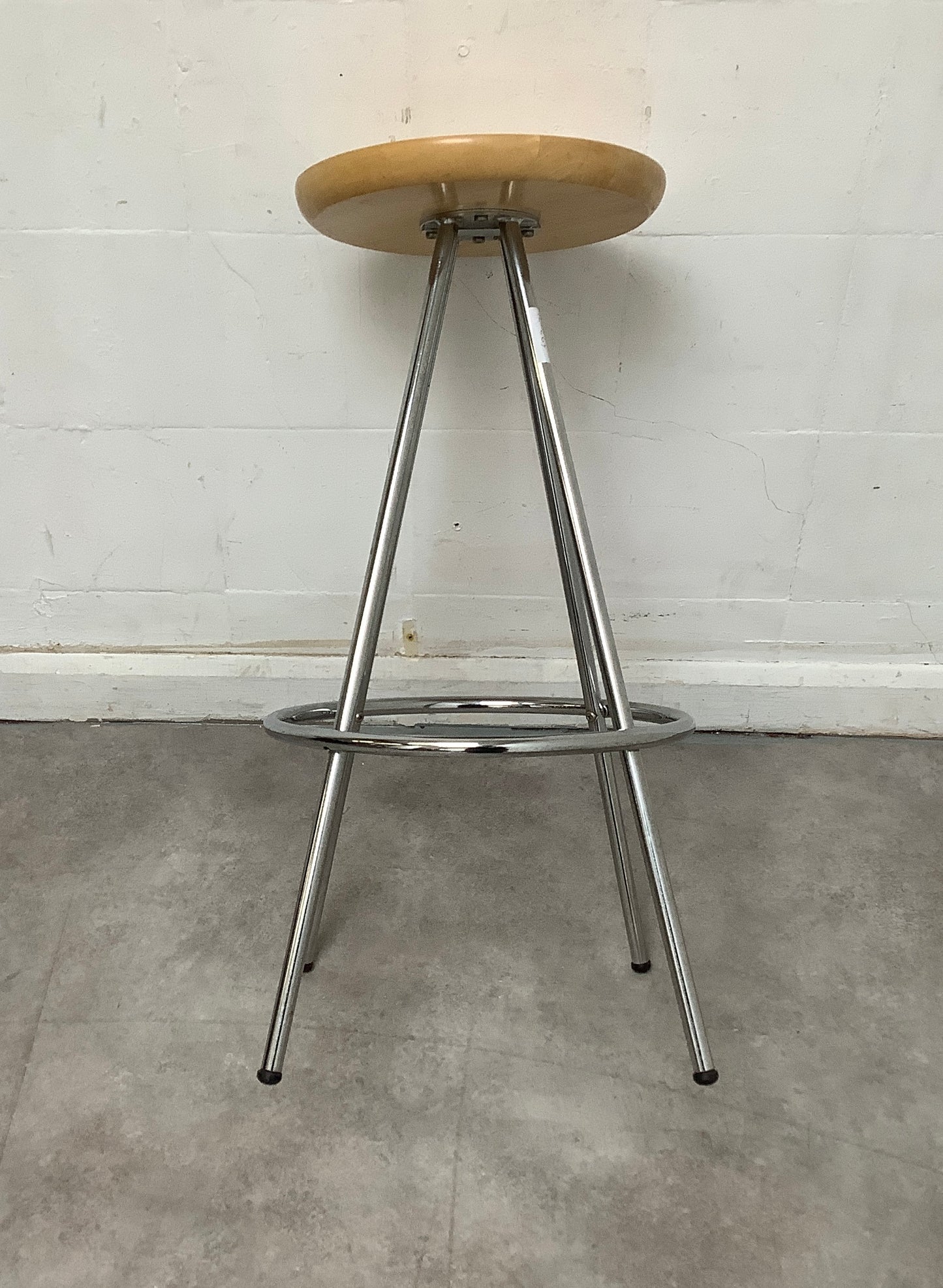 A Pair of modern wooden/chrome stool - 100267/68