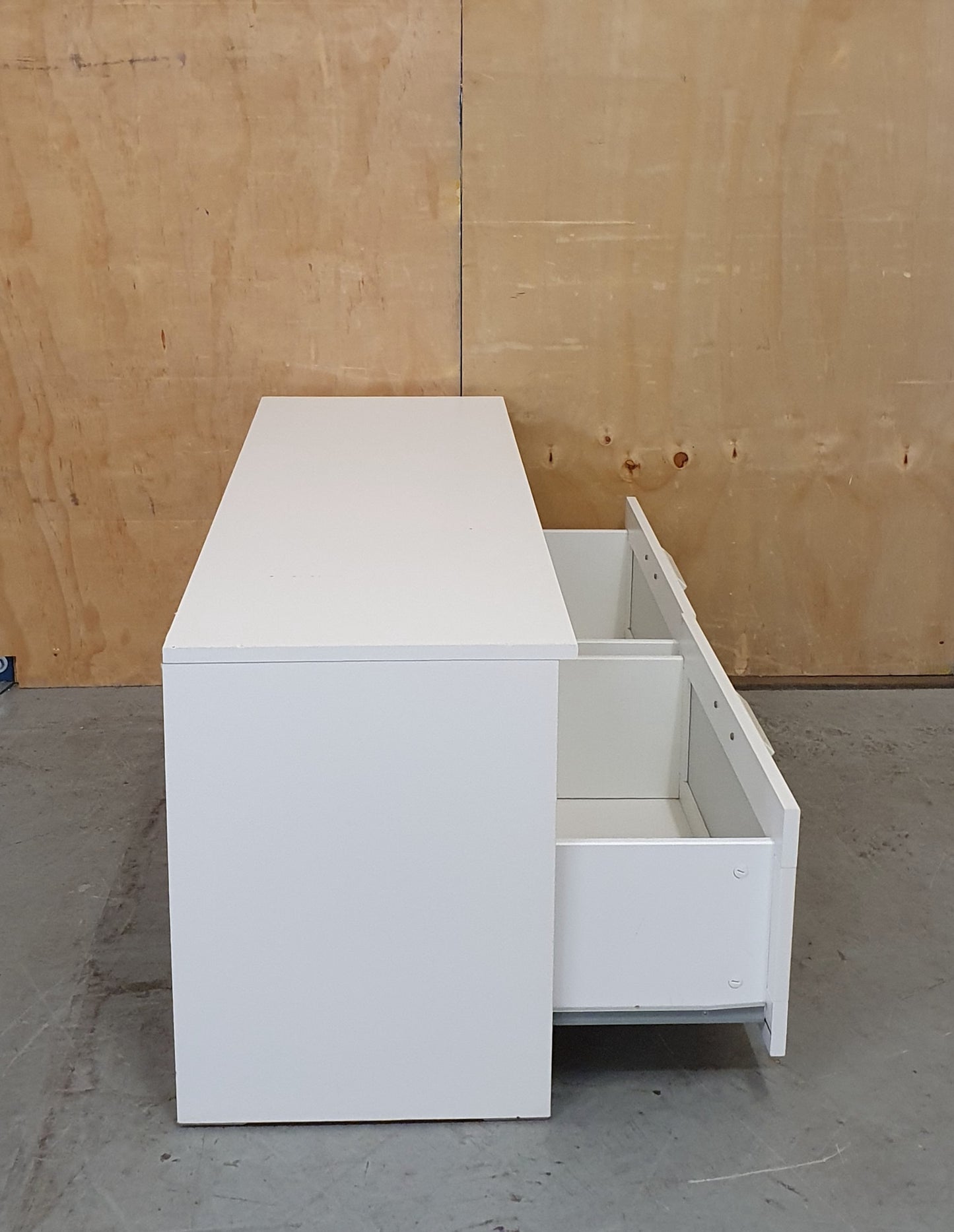 IKEA BRIMNES White TV Stand with 2 Deep Frosted Drawers - EL104907