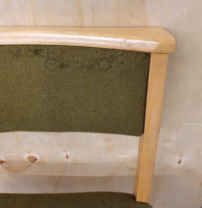 Single Olive Green Fabric Wooden Chair - 140224-06