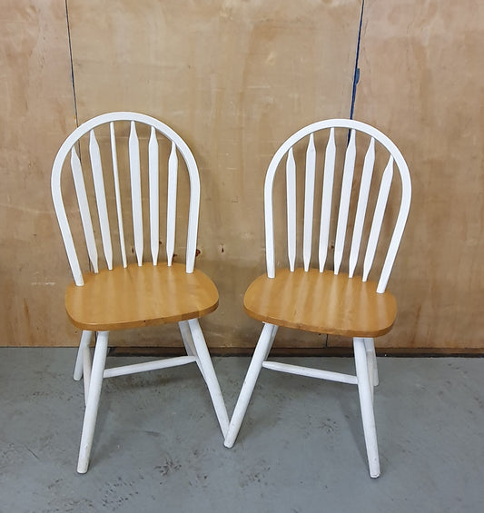 2 Matching White and Pine Dining Chairs - EL101957 / EL101958