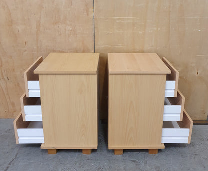 2 Matching 3 Drawer Wood Bedside Cabinets - EL104913 / EL104914