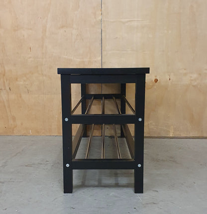 3 Tier Black Wood Shoe Rack with Chrome Section - 104841