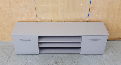 Large Grey High Gloss TV Stand with 2 Doors and Centre Shleving - 104045