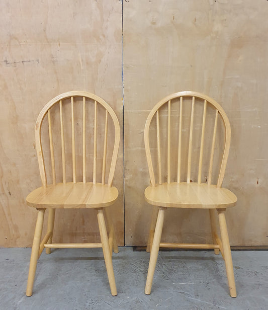 2 Matching Pine Spindle Back Dining Chairs - 104416 / 104417