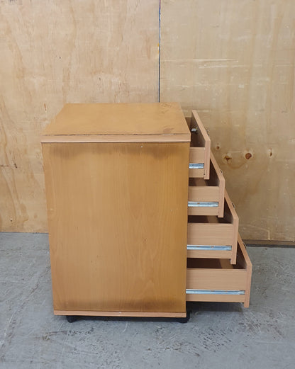 4 Drawer Lockable Wooden Filing Cabinet on Wheels - EL104373