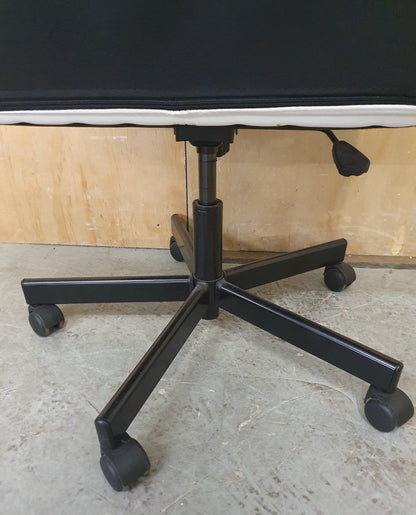 Black and White Faux Leather Height Adjustable Office Chair on Castor Wheels - 104834