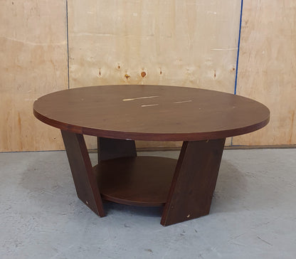 Mahogany 2 Tier Round Large Coffee Table with Panel Sides - EL102856