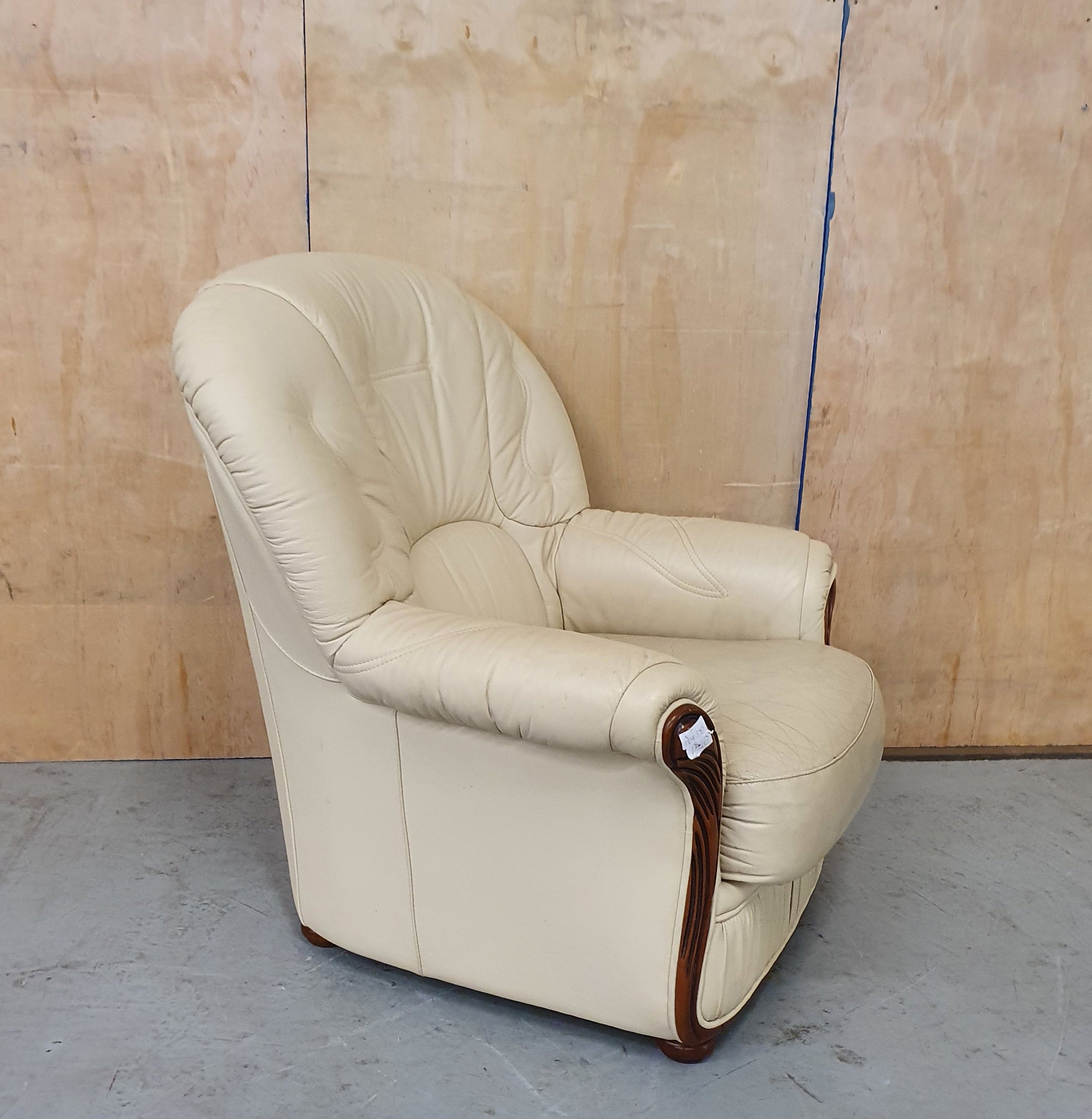 Cream leather online armchair