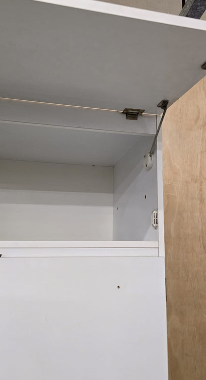 2 Door White Wood Wardrobe with Top Open Section - 110925-01