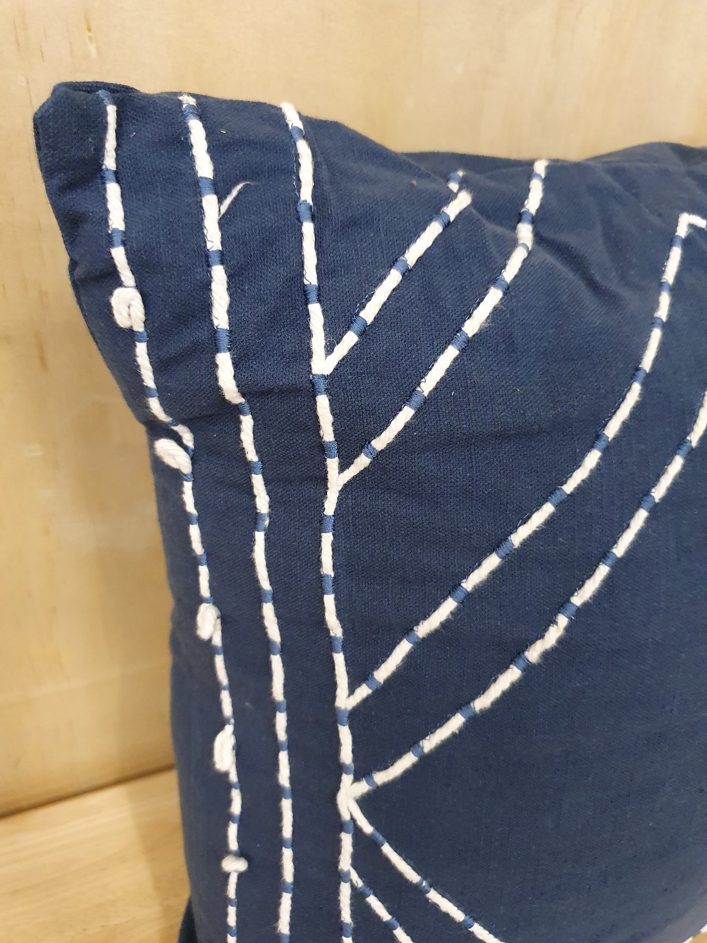 Single Blue Stitched Design Cushion - LQ100849