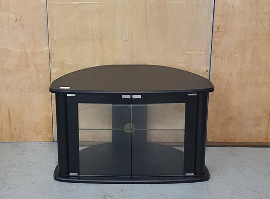 Curved Black Glass Door Cabinet - EL101511