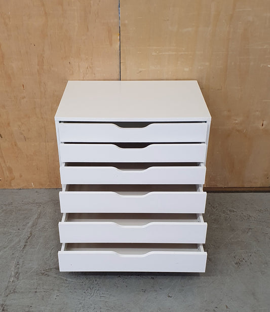 IKEA ALEX White Wood Storage Drawers on Castor Wheels - 104296
