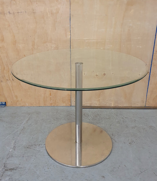 Small Round Glass Top Dining Table with Chrome Base - EL104362